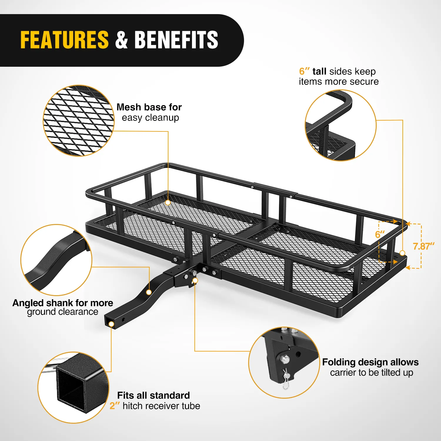 60 x 20 x 7.87 Inch Hitch Cargo Carrier Set