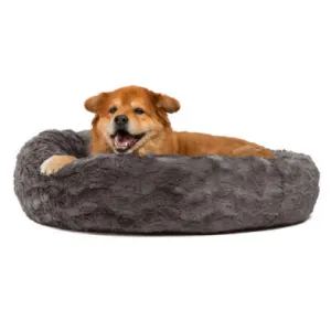 Best Friends by Sheri Donut Bed in Lux Fur Charcoal Mink (30" x 30")