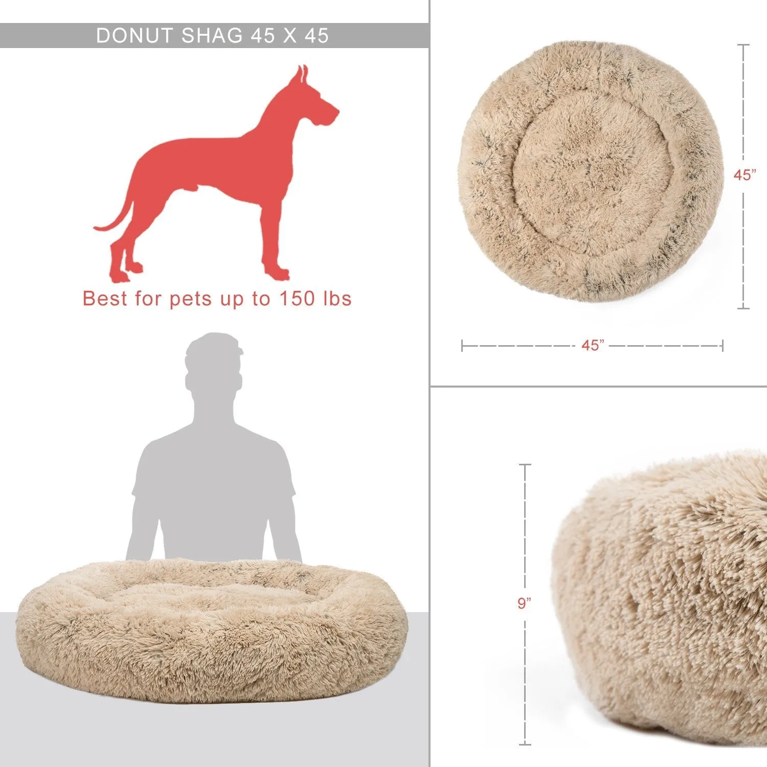 Calming Shag Vegan Fur Donut Cuddler - 45"x45"