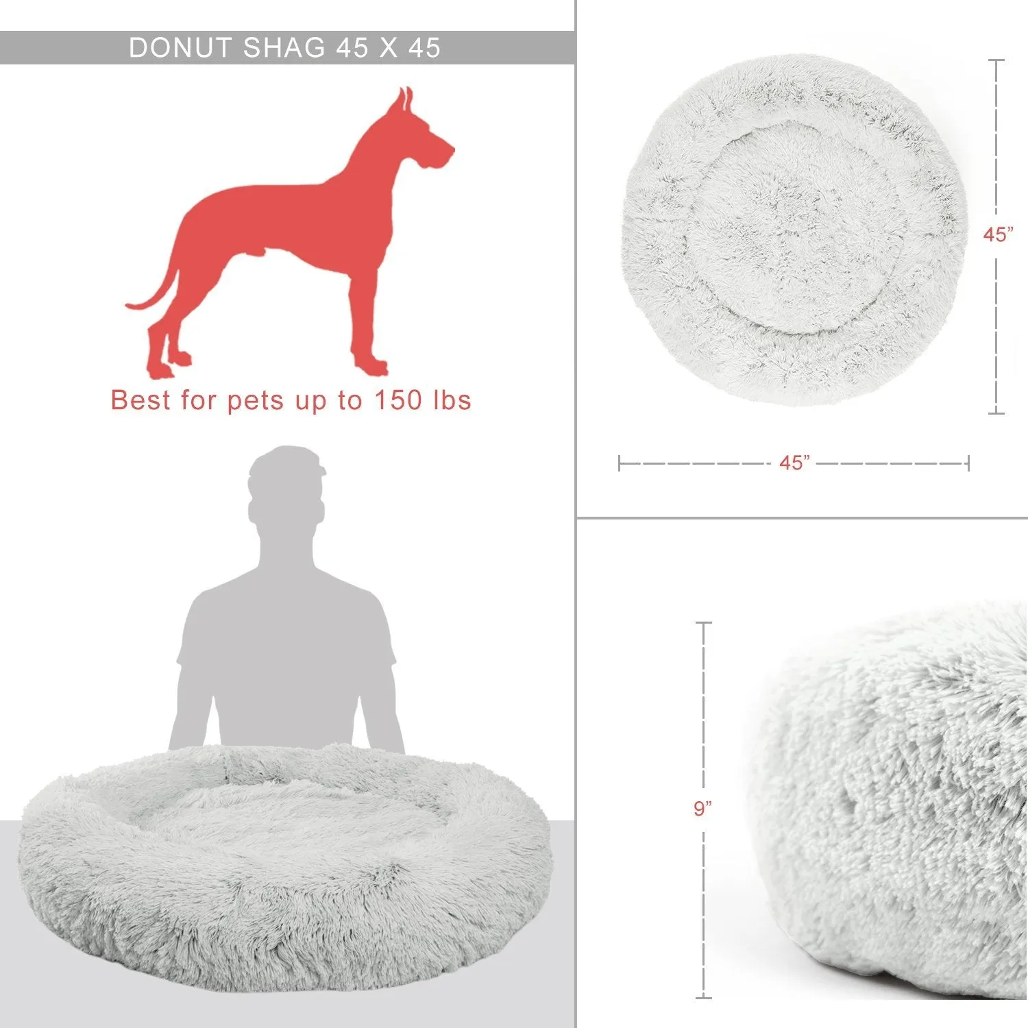 Calming Shag Vegan Fur Donut Cuddler - 45"x45"