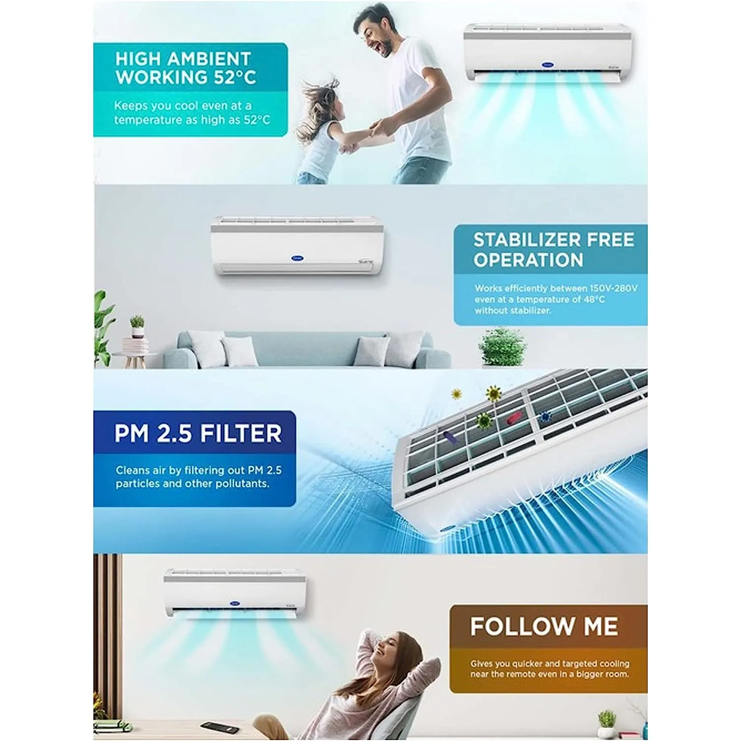 Carrier 24k 3 Star Emperia Lxi Inverter R32 Split AC  2 Ton 3Star CAI24EL3R32F0