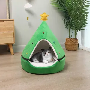 Christmas Cat Bed Pet Tent House Cave for Cats