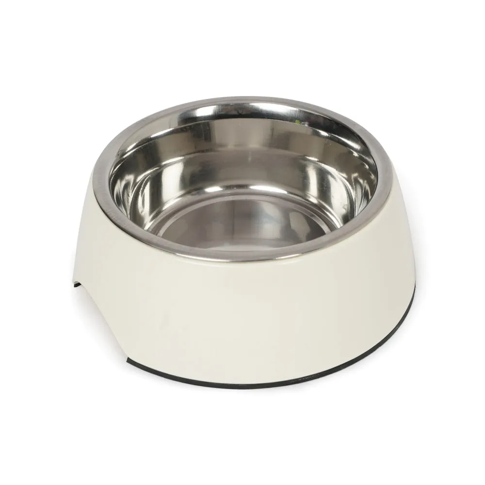 Dear Pet Curve Cut Dog Bowl in Off White