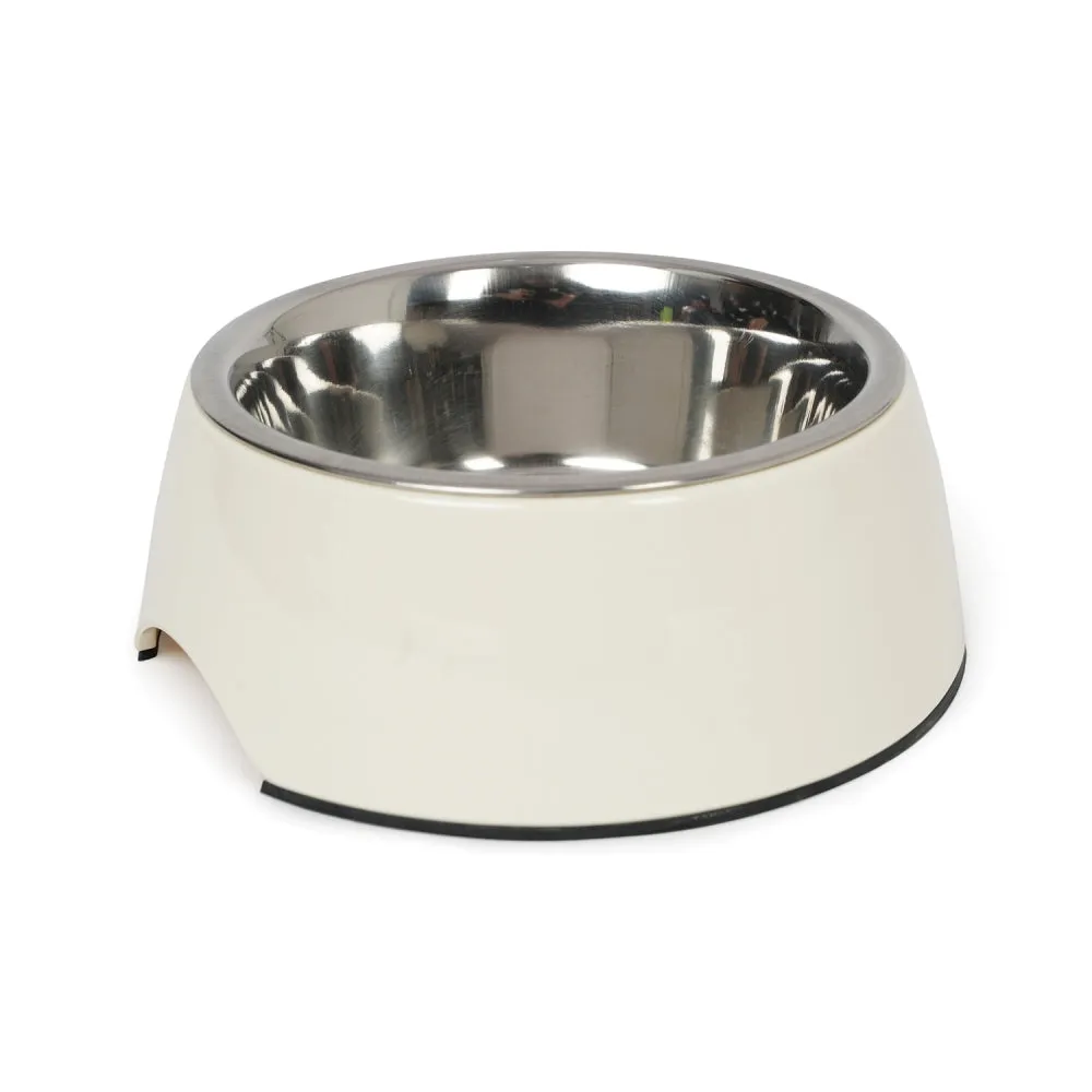 Dear Pet Curve Cut Dog Bowl in Off White