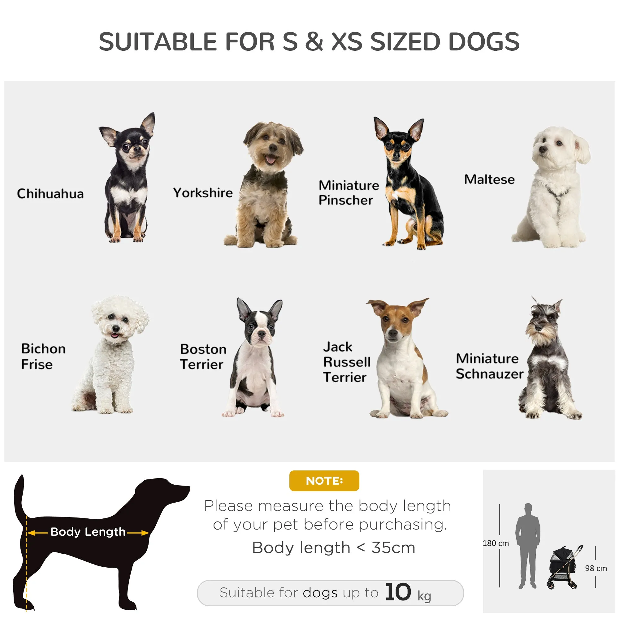 Detachable Pet Stroller 3-In-1 Dog Cat Travel Carriage Foldable Carrying Bag with Universal Wheel Brake Canopy Basket Storage Bag Black