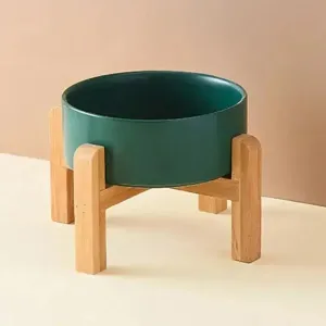 Double Ceramic Elevated Dog Feeding Bowl
