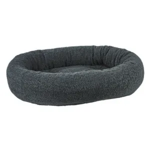Faux Sheepskin Donut Bolstered Dog Bed — Grey