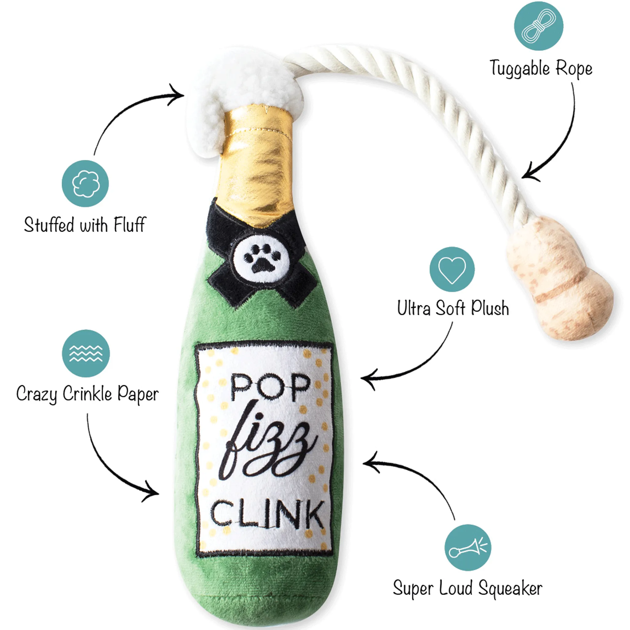 Fringe Pop Fizz Clink - Dog Toy