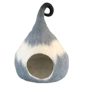 Hamro Wool Felt Cat Cave - Grey and White Bulb
