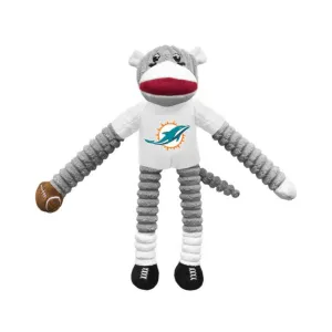 Little Earth NFL Miami Dolphins Team Sock Monkey Dog Toy