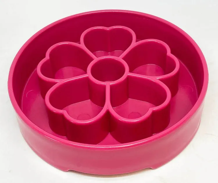 SodaPup Enrichment Slow Feeder Bowl For Dogs (Round / Pink Flower)